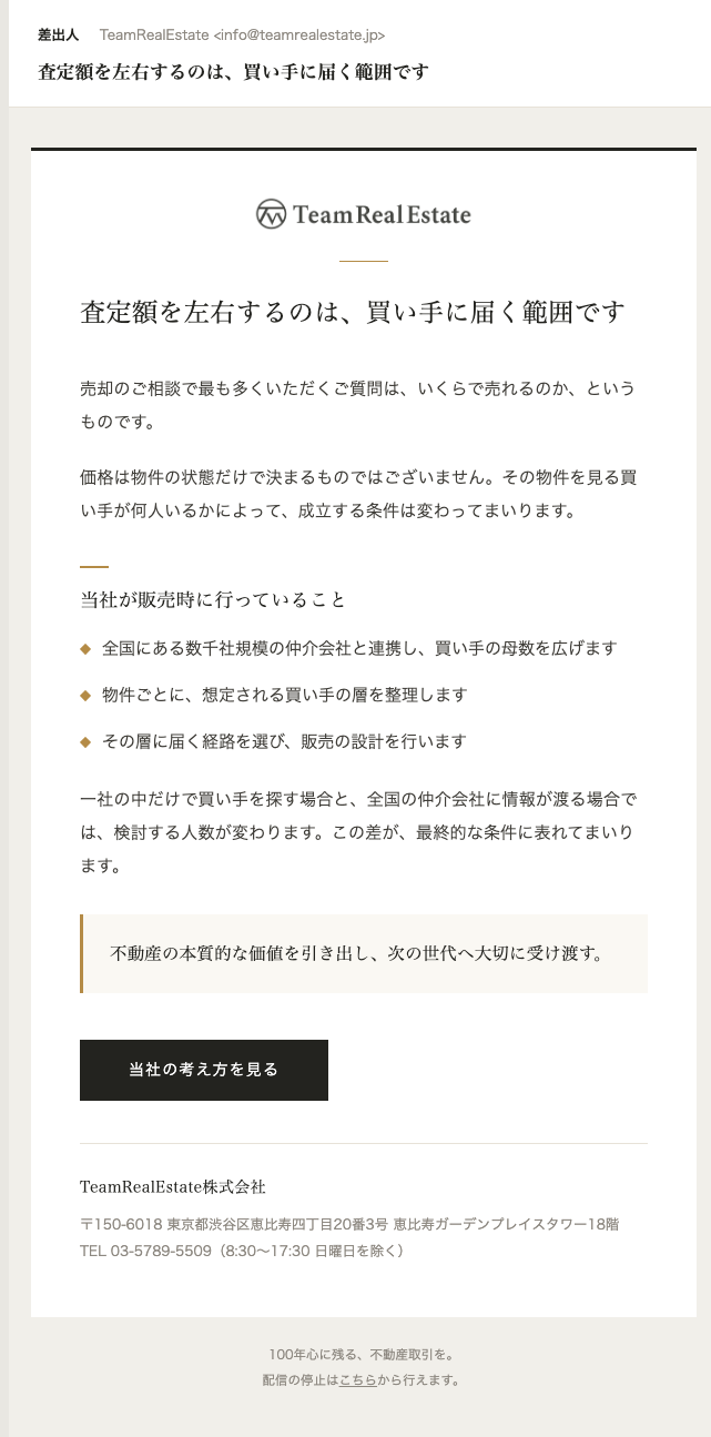 査定額を左右するのは、買い手に届く範囲です
